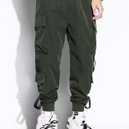 HERE&NOW Men Solid Cargos Trousers-picture-8