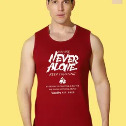 WOOSTRO Pack Of 2 Printed Combed Cotton Gym Vests VWS26(BKLN RUST)(ALONE MAROON)-picture-18
