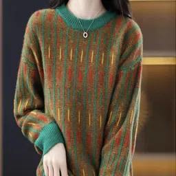 StyleCast Women Round Neck Sweater With Textured Stripes-picture-32