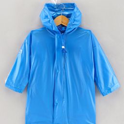 Zeel Full Sleeves Solid Color Hooded Raincoat - Blue-image-31