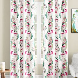 SEJ by Nisha Gupta Set of 2 Floral Eyelet Door Curtains - White-59