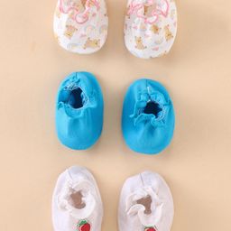 Ben Benny Cotton Booties Teddy Printed with Strawberry Patch - White & Blue-image-28