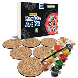 Mini Leaves Paint Your Own Mandala Art Coasters DIY Painting Craft Kit Set of 6 - Multicolor-25