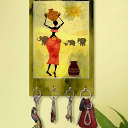 999Store Stylish Wood Wall Mount Decorative Key Holder - Rajasthani Lady-image-48