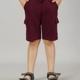 Kiddopanti Solid  Knee Length Cargo Shorts -  Wine Red-picture-8