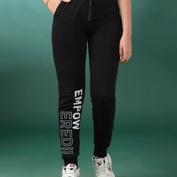Lil Tomatoes Empowered Text Printed Cotton Looper Track Pant - Black-picture-35