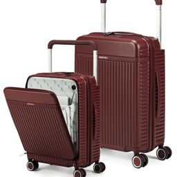 Assembly Hard Luggage Set of 2 | Premium Polycarbonate Cabin & Large Trolley Bags with Wide Handle & USB Port Charging-Rover Pro-Red-15