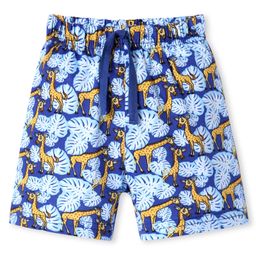Babyhug Cotton Knit Mid Thigh Length Shorts with Giraffe Print - Blue-image-64