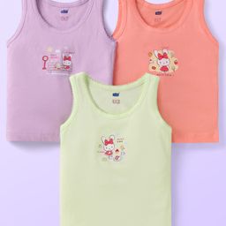 Simply Sinker Knit Sleeveless Slips With Bunny Print Pack of 3 - Lilac Lime Green & Peach-image-97