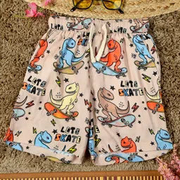 The Lion and the Fish Viscose Dinosaurs Printed Shorts - Brown & Black-picture-24