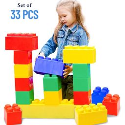 Hop N Play 33 Pcs Jumbo Building Blocks for Toddlers & Kids, Giant Stacking Bricks for Children -Multicolour-2