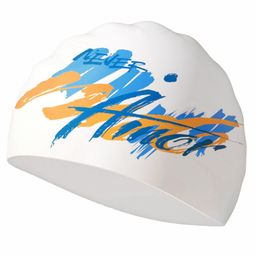 Little Surprise Box Amor Print Silicone Swimming Cap - White-21