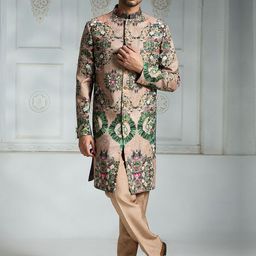 Rivaar By Rocky Star Floral Printed Sherwani Set-image-63