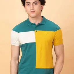 Being Human Men Colourblocked Polo Collar Pure Cotton Applique T-shirt-picture-10
