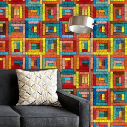 ArtzFolio Printed UV-Resistant Anti-Bacterial Colorful Tribal GrungePeel & Stick Wallpaper-image-58