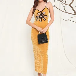 BAESD Shoulder Straps Velvet Sheath Maxi Dress-image-23