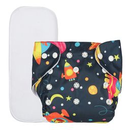 Chinmay Kids  Freesize Reusable Washable Adjustable Snap Buttons Cloth Diaper For Babies With Wet Free Insert Pads Leak Proof & Dry Feel-  Dark Blue Space image 4