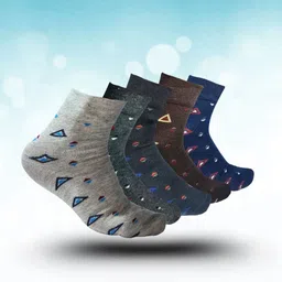 MJE 5-Pcs Patterned Cotton Ankle Length Socks-image-34