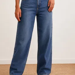 NUCOUTHS Women Baggy Fit High-Rise Light Fade Non Stretchable Jeans-picture-25