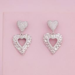 Kushal's Fashion Jewellery Rhodium-Plated Zircon Heart Shaped Trendy Drop Earrings-picture-11
