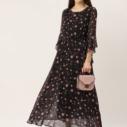 DressBerry Women Floral Print Bell Sleeve A-Line Maxi Dress-image-59