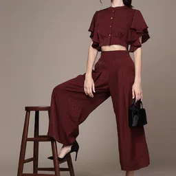 aarke Ritu Kumar Flared Sleeves Crop Top with Palazzos-image-21