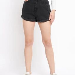 MADAME Black Denim Shorts-image-51