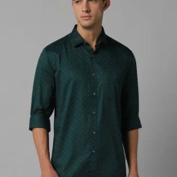 Louis Philippe Sport Shine Green Slim Fit Printed Shirt-image-25
