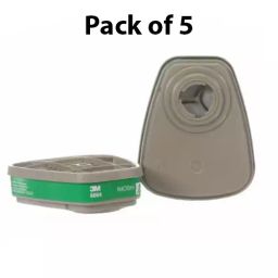 3M Ammonia & Methylamine Gas Cartridge Set Reusable Respirators for Face Mask Grey, 6004 (Pack of 5) image 2