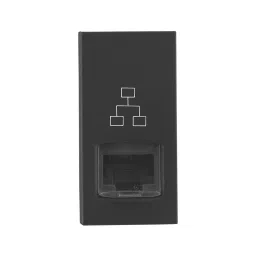 Legrand Telephone Socket RJ45 Cat- 6 UTP with Shutter Allzy 1 Module Matt Black, 6812 32 (Pack of 20 Pcs) image 2