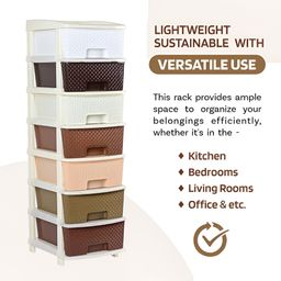 Kuber Industries Brown and White Textured 7-Layer Modular Storage Drawer image 3