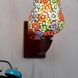 Devansh Multicoloured Wood Traditional Abstract Shaped Shaped Wall Lamp-76