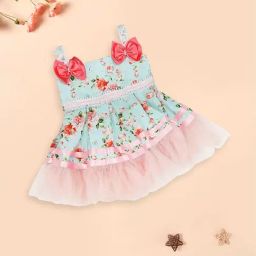 Mee Mee Kids Blue & Pink Floral Print Dress-image-1