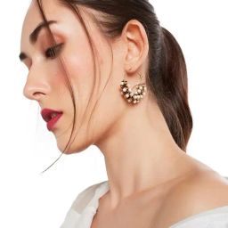 Fida Ethnic Traditional Gold Beautiful Pearl Hoop Earrings-image-22