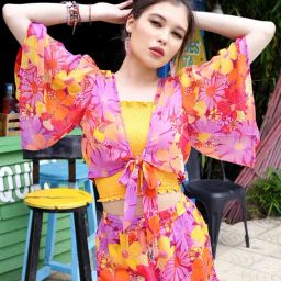 Sera Multicolor Floral Print Shrug-14