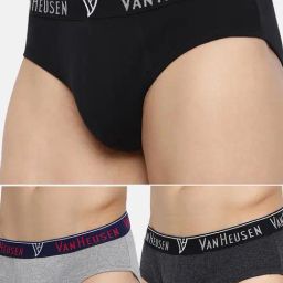 Van Heusen Regular Fit Anti Bacterial Colour Fresh Solid Briefs - Pack of 3-44