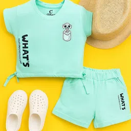 CERABI Girls Printed Short Sleeves Pure Cotton T-shirt With Shorts-picture-27