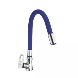 Jabra Single Flow Swan Cock Apolo Series Brass Chrome Finish Deck Mount Blue & Silver-image-28