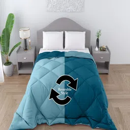 CHICERY Blue & Teal Heavy Winter 300 GSM Single Bed Quilt-image-95