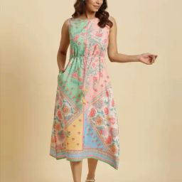 W Multicolored Printed A-Line Dress-image-29