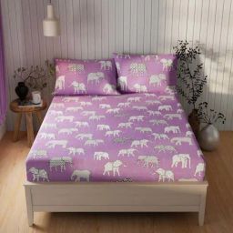 BIANCA Lopez Lilac Cotton 120 TC Kopa Extra Smooth Double Size Bed Sheet With Pillow covers-image-94
