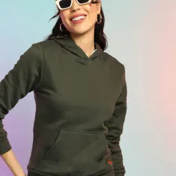 Campus Sutra Green Cotton Sweatshirt-image-56