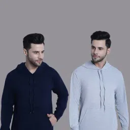 Vimal Jonney Navy & Grey Regular Fit Hooded Sweatshirt - Pack of 2-picture-1