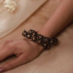 aatmana Jazz And Sizzle Black Pearl Beaded & Gold-Plated Bangles - Set of 2 image 3