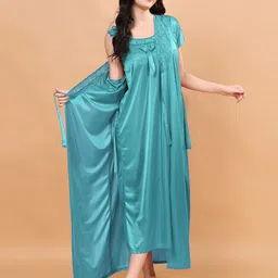 CHUI MUI Women Round Neck Maxi Nightdress With Robe-picture-10