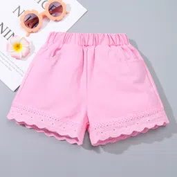 Kookie Kids Mid Thigh Solid Shorts - Pink-picture-46