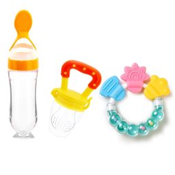 Domenico Combo of Fruit And Food Nibbler Spoon Feeder and Rattle Teether- Yellow-2