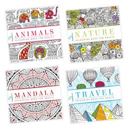 Pack of 4 Colouring Books for Adult with Tear Out Sheet - Animals Nature Mandala and Travel-image-26