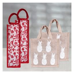 Kuber Industries Lunch Bag & Bottle Bag Combo Set  Lunch & Bottle Organizer Set  Lunch & Bottle Storage Set  Jute Carry Bags  Office Lunch Bag Set  Set of 4  Multi-61
