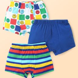 Babyhug 100% Cotton Striped Trunks with Smiley Print Pack of 3 - Multicolour-image-48